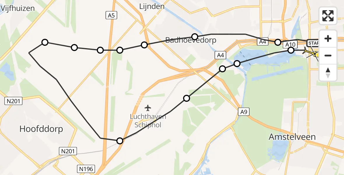 Routekaart van de vlucht: Lifeliner 1 naar VU Medisch Centrum Amsterdam