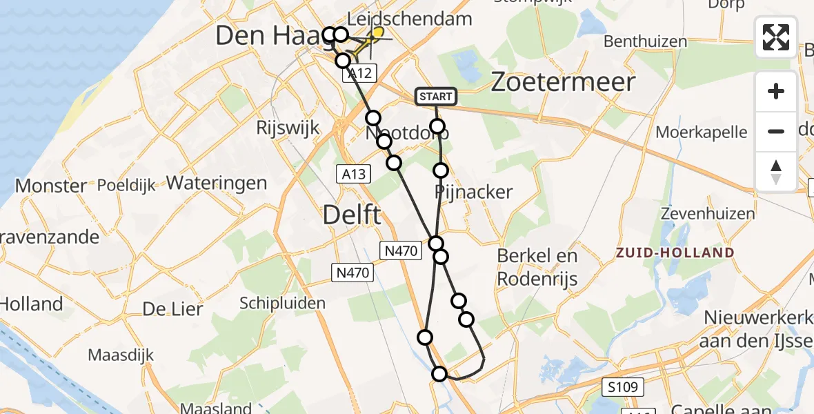 Routekaart van de vlucht: Lifeliner 2 naar Voorburg