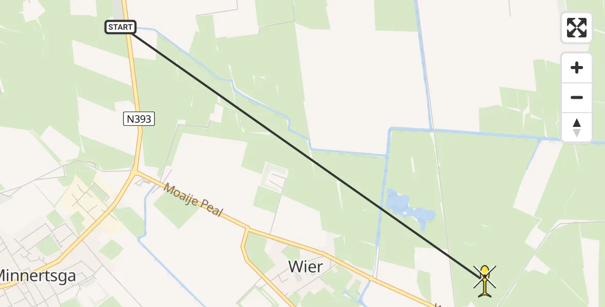 Routekaart van de vlucht: Ambulancehelikopter naar Berltsum