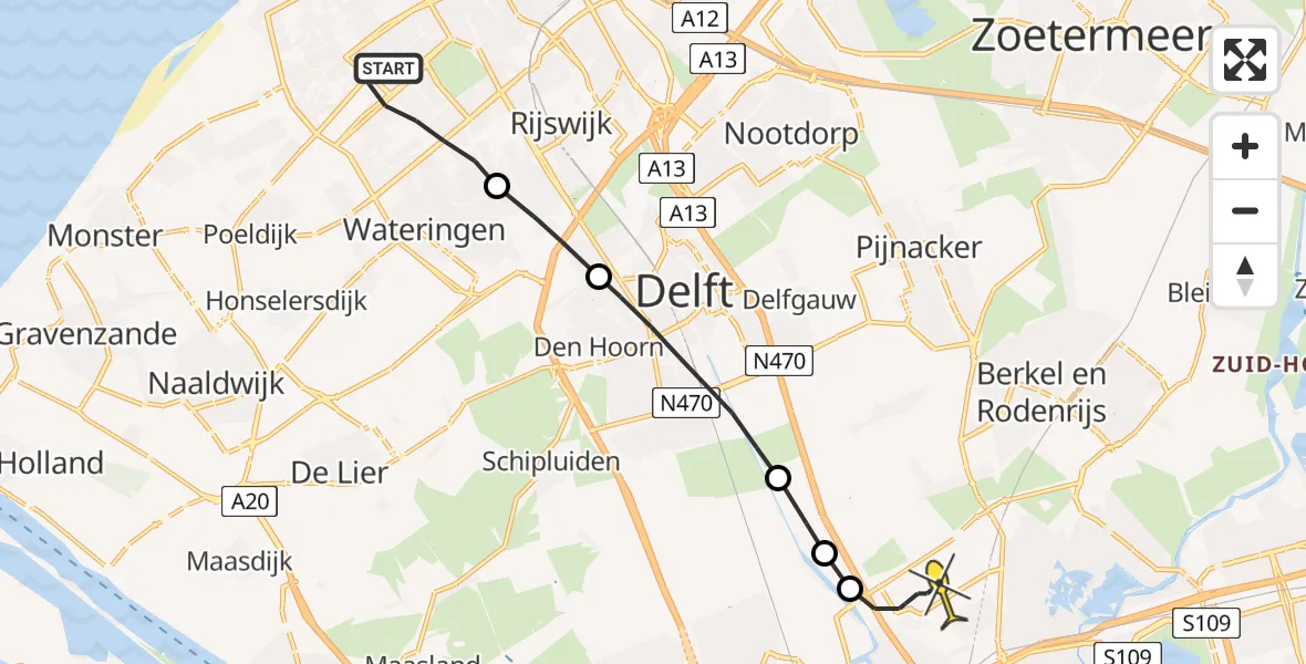 Routekaart van de vlucht: Lifeliner 2 naar Rotterdam The Hague Airport