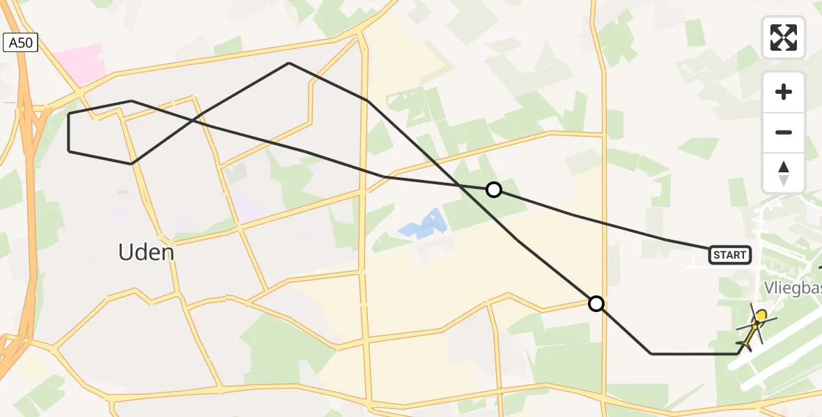 Routekaart van de vlucht: Lifeliner 3 naar Vliegbasis Volkel