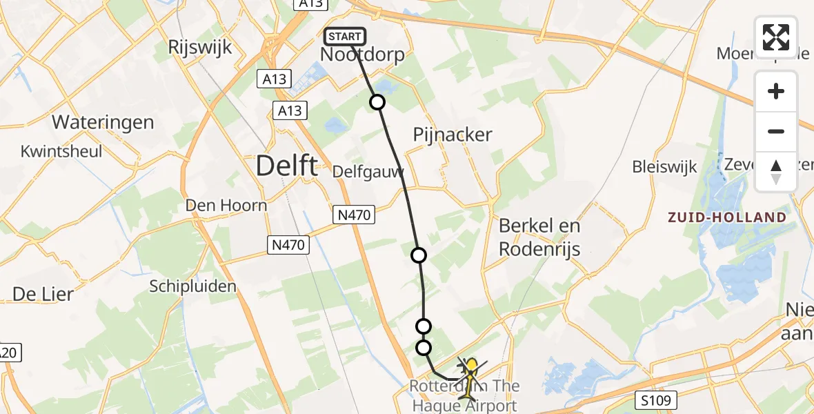 Routekaart van de vlucht: Lifeliner 2 naar Rotterdam The Hague Airport