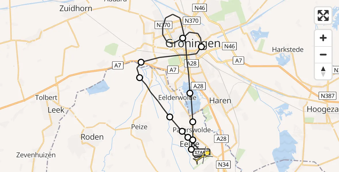 Routekaart van de vlucht: Lifeliner 4 naar Groningen Airport Eelde