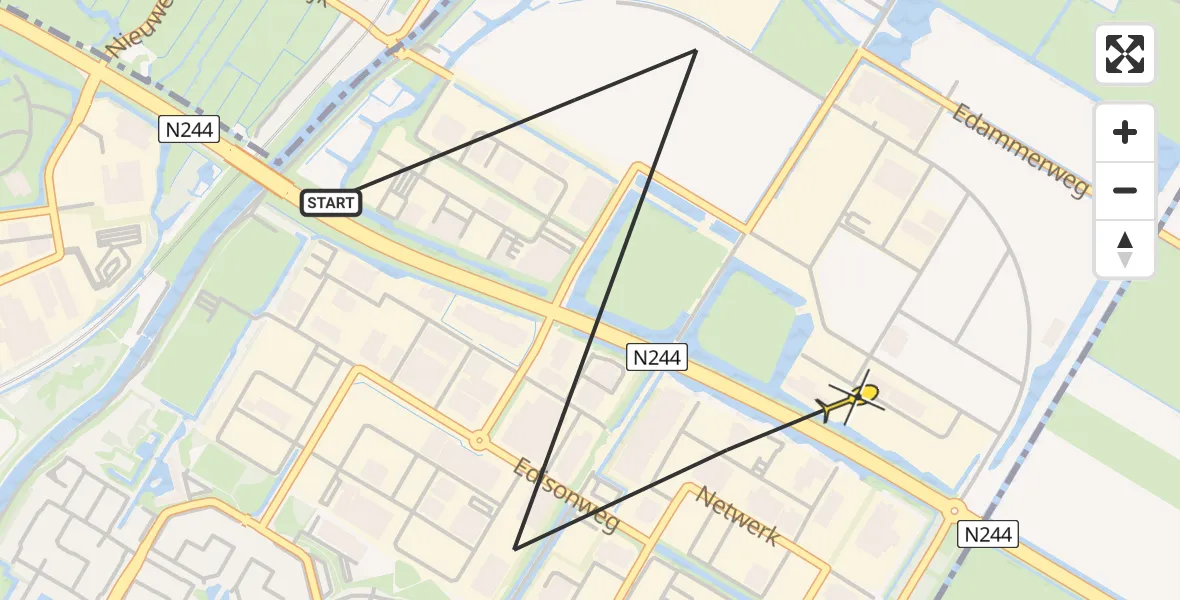 Routekaart van de vlucht: Politiehelikopter naar Purmerend