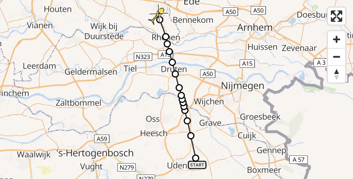 Routekaart van de vlucht: Lifeliner 3 naar Veenendaal