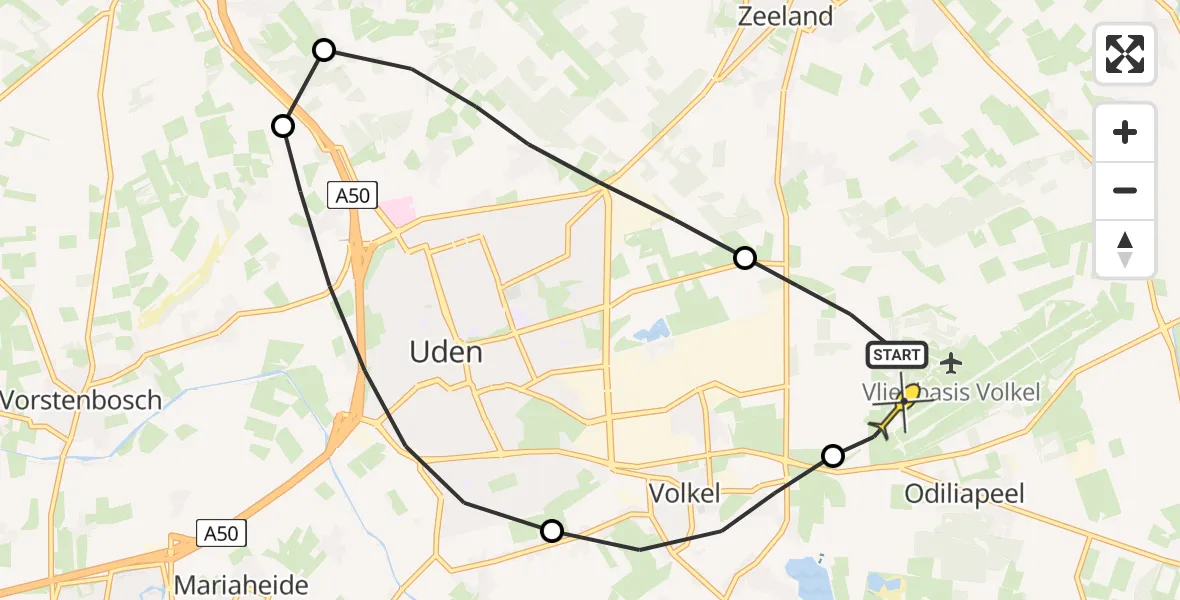 Routekaart van de vlucht: Lifeliner 3 naar Vliegbasis Volkel