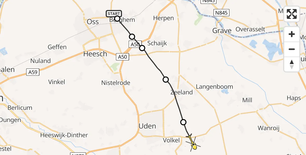 Routekaart van de vlucht: Politiehelikopter naar Odiliapeel