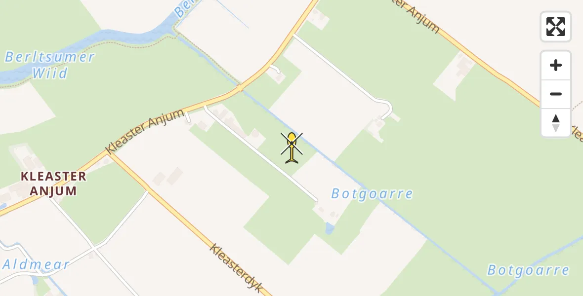 Routekaart van de vlucht: Ambulancehelikopter naar Berltsum