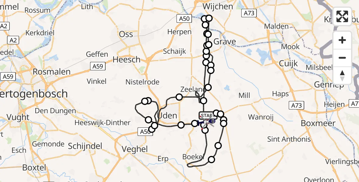 Vluchtroute Politiehelikopter Vliegbasis Volkel - Vliegbasis Volkel, 08 juni 2023, 15:06
