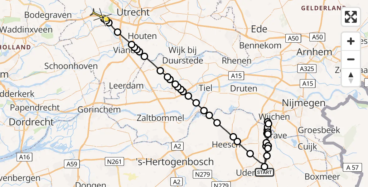 Routekaart van de vlucht: Lifeliner 3 naar Harmelen