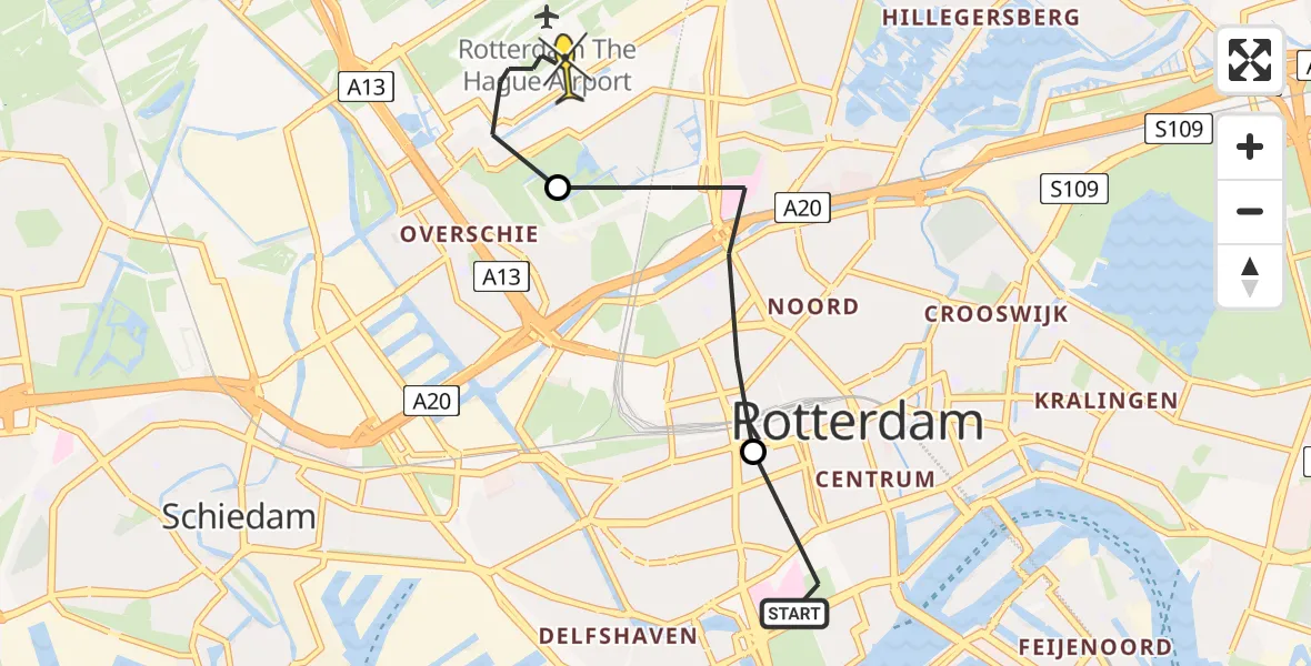 Routekaart van de vlucht: Lifeliner 2 naar Rotterdam The Hague Airport