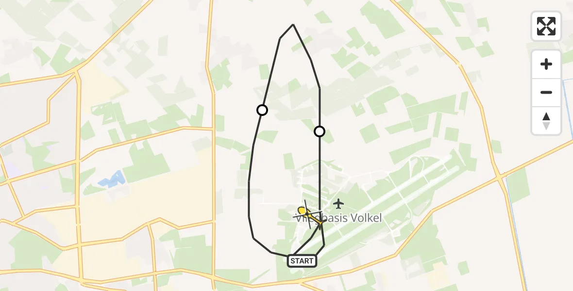 Routekaart van de vlucht: Politieheli naar Vliegbasis Volkel