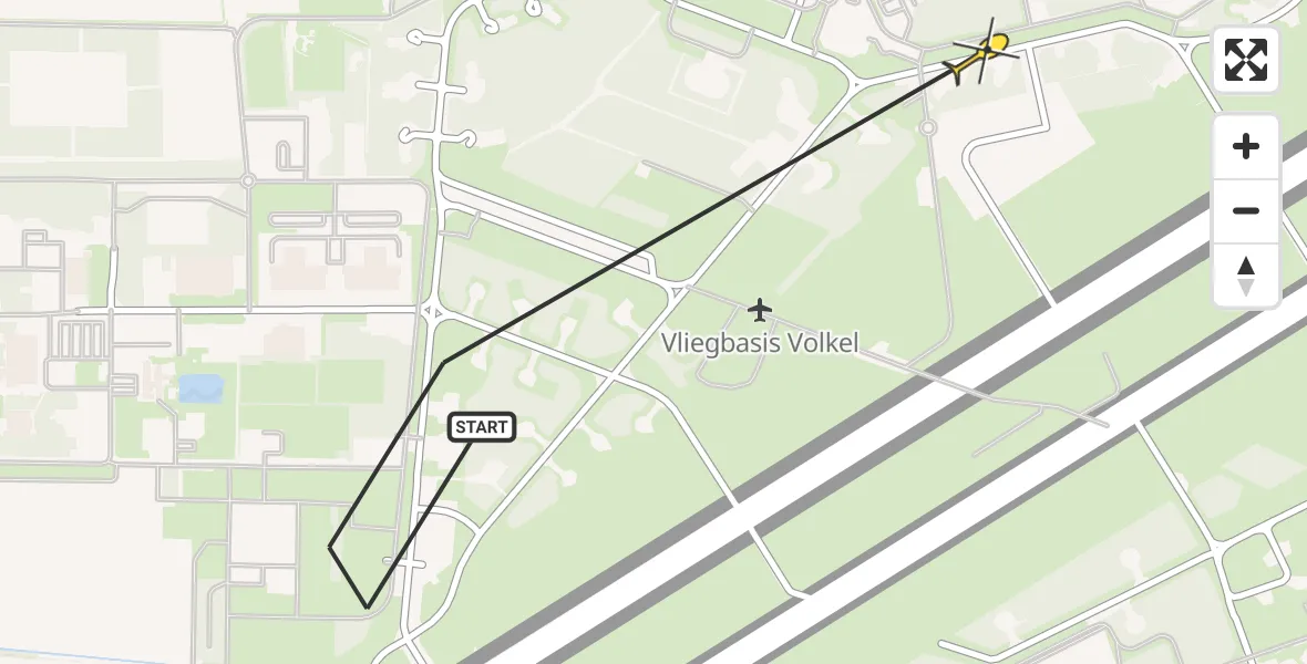 Routekaart van de vlucht: Politieheli naar Vliegbasis Volkel