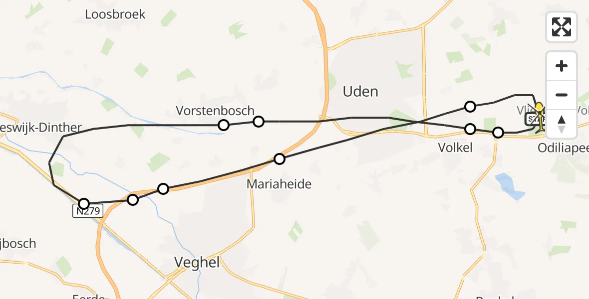 Routekaart van de vlucht: Lifeliner 3 naar Vliegbasis Volkel