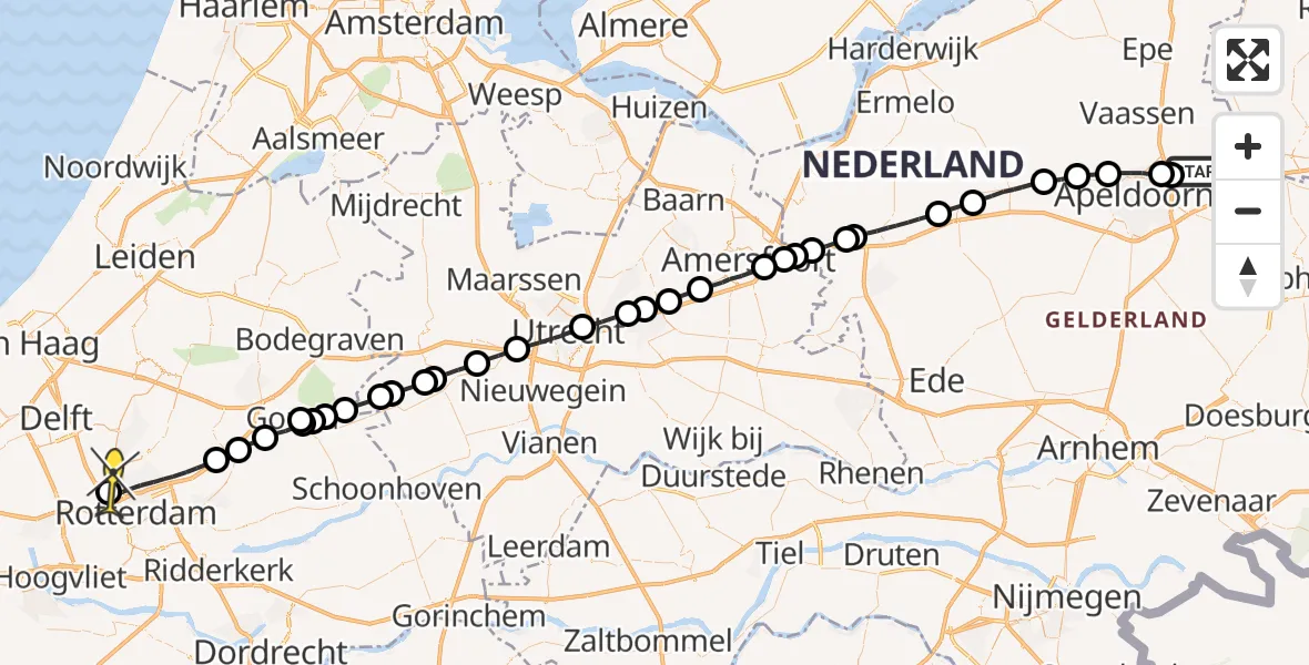 Routekaart van de vlucht: Lifeliner 2 naar Rotterdam The Hague Airport