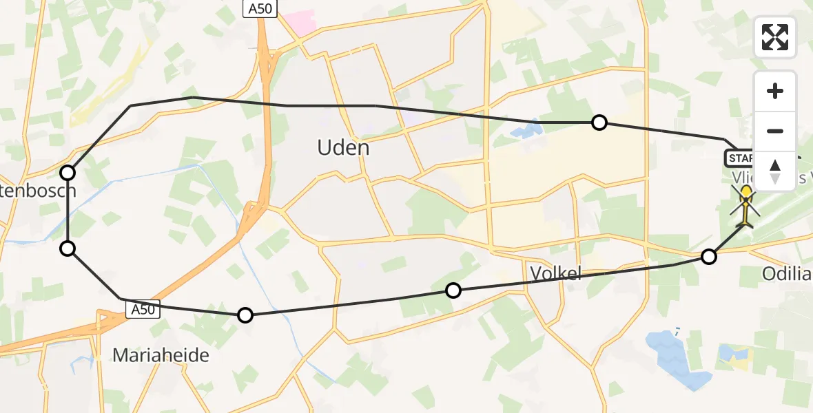 Routekaart van de vlucht: Lifeliner 3 naar Vliegbasis Volkel