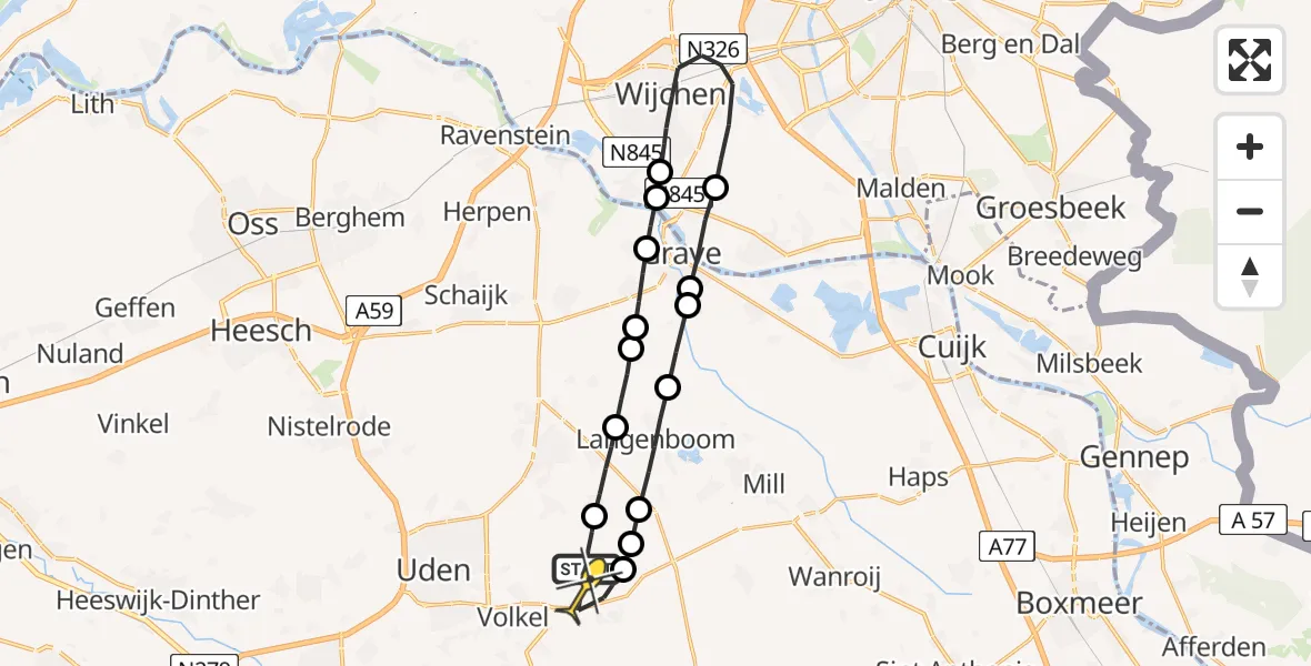 Routekaart van de vlucht: Lifeliner 3 naar Vliegbasis Volkel