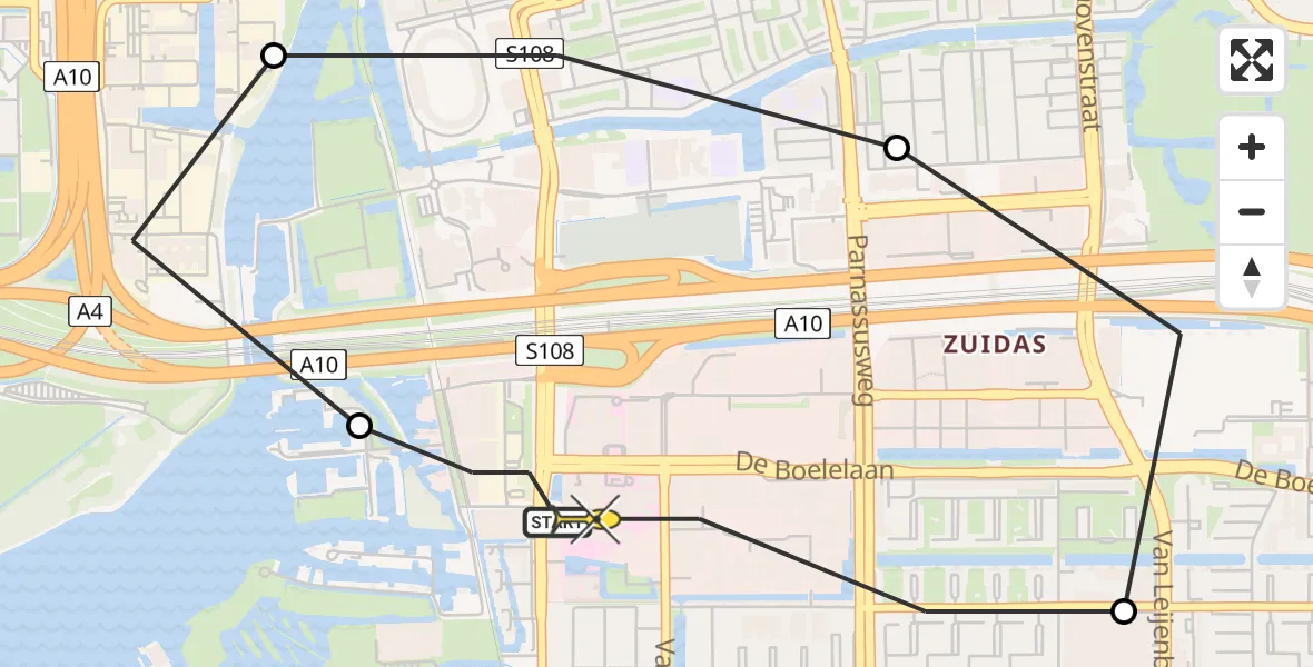 Routekaart van de vlucht: Lifeliner 1 naar VU Medisch Centrum Amsterdam