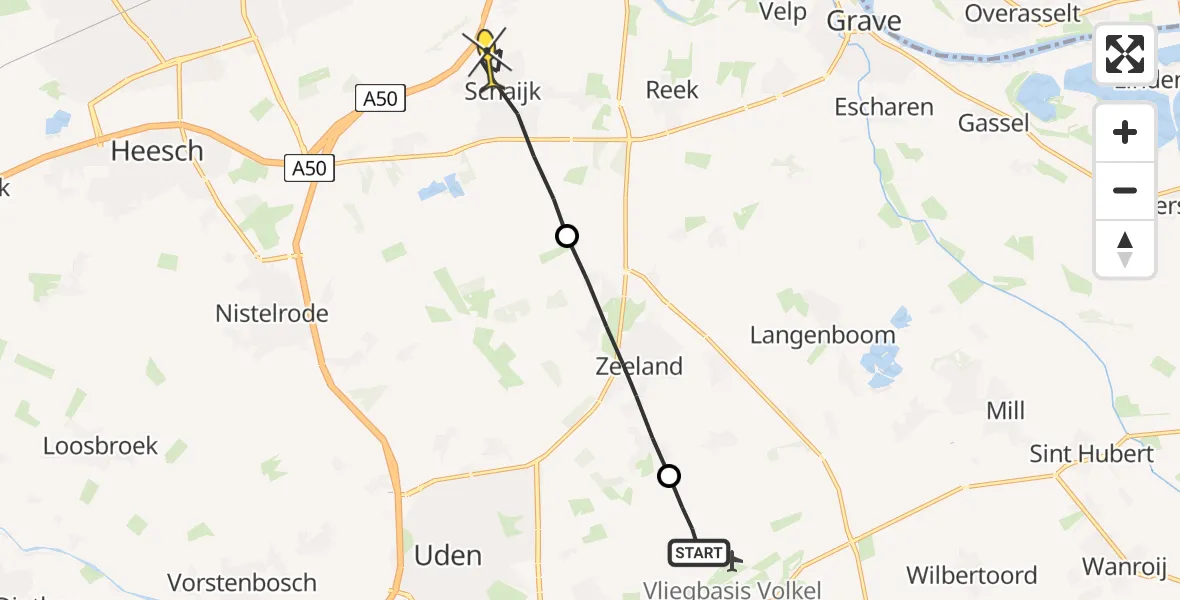 Routekaart van de vlucht: Lifeliner 3 naar Schaijk