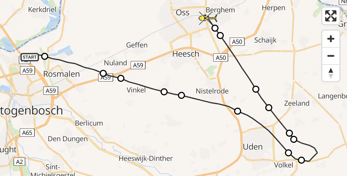 Routekaart van de vlucht: Lifeliner 3 naar Oss