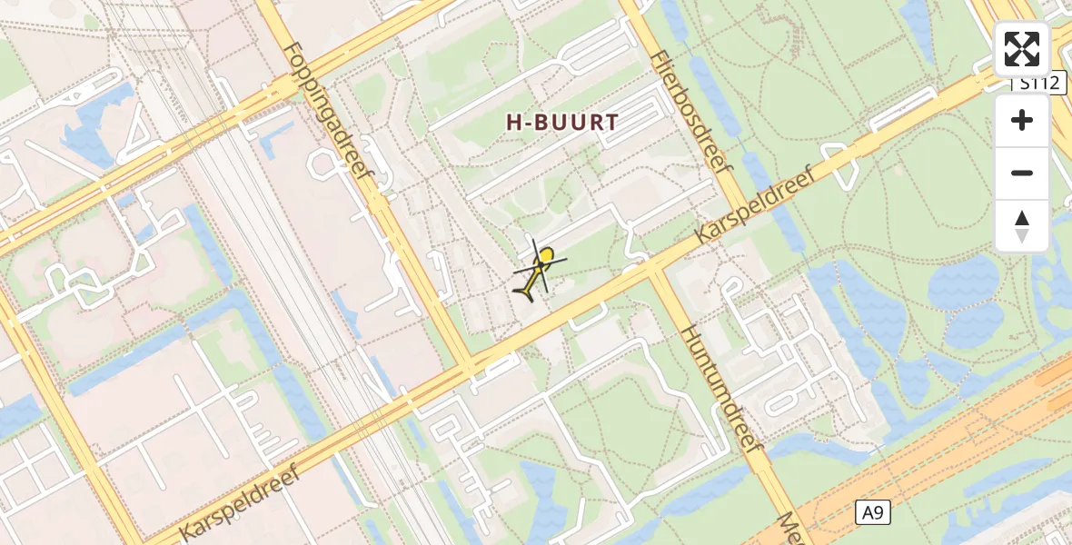 Routekaart van de vlucht: Lifeliner 1 naar Amsterdam