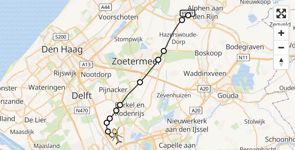 Routekaart van de vlucht: Lifeliner 2 naar Rotterdam The Hague Airport