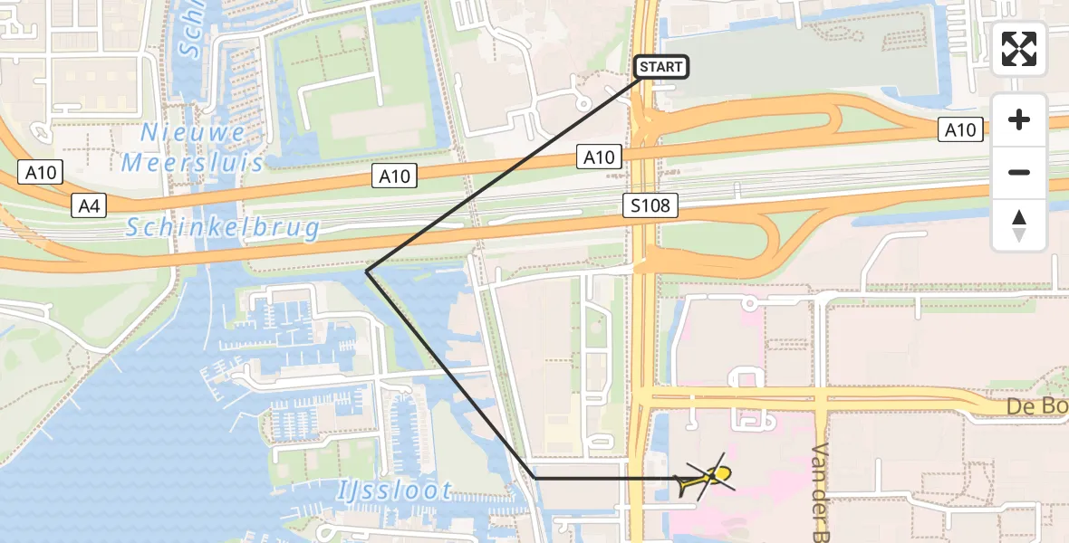 Routekaart van de vlucht: Lifeliner 1 naar VU Medisch Centrum Amsterdam