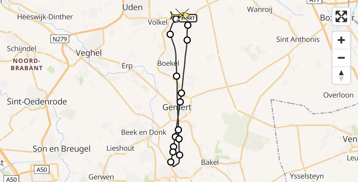 Routekaart van de vlucht: Lifeliner 3 naar Vliegbasis Volkel