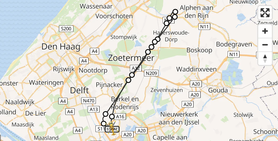 Vluchtroute Traumahelikopter Rotterdam The Hague Airport - Rotterdam The Hague Airport, 09 juni 2023, 09:14