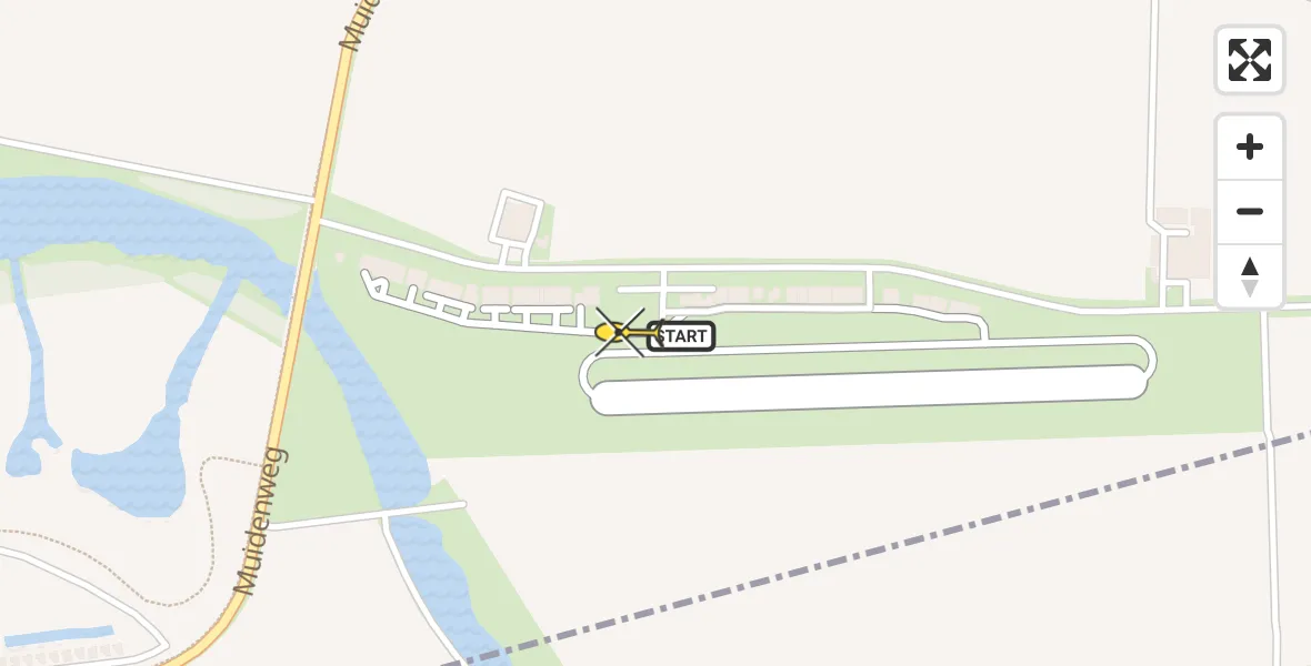 Routekaart van de vlucht: Politiehelikopter naar Vliegveld Midden-Zeeland