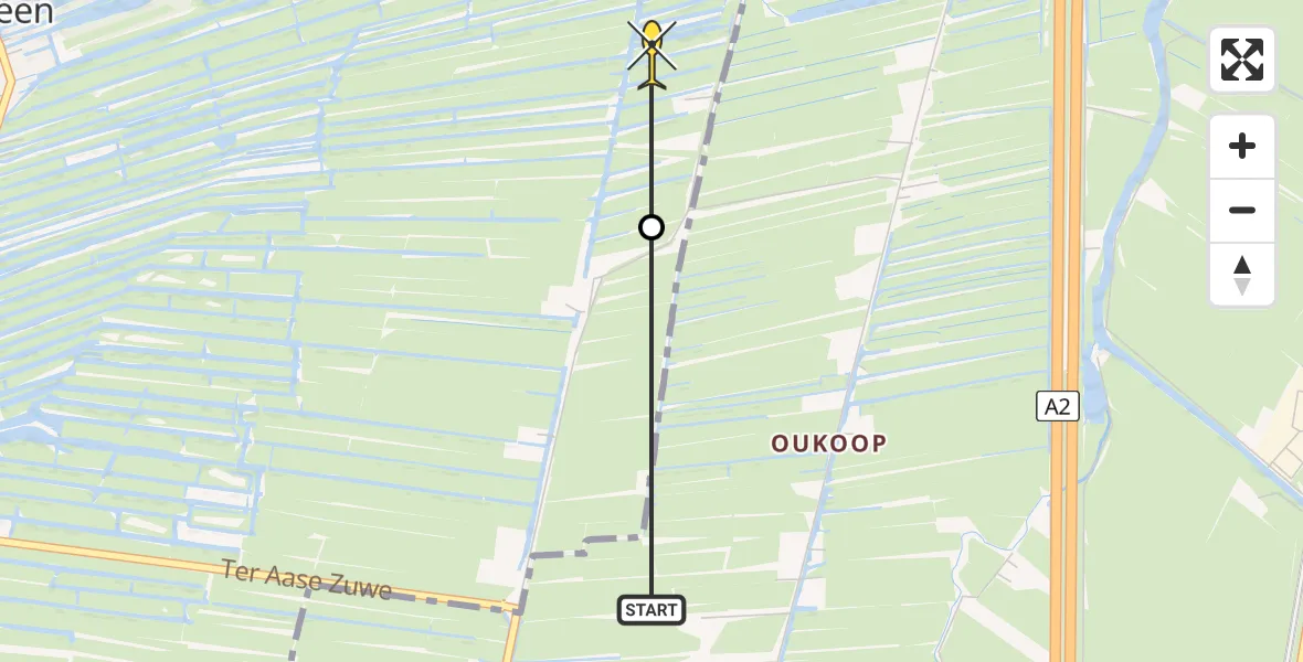 Routekaart van de vlucht: Politiehelikopter naar Vinkeveen
