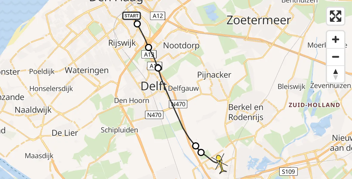 Routekaart van de vlucht: Lifeliner 2 naar Rotterdam The Hague Airport