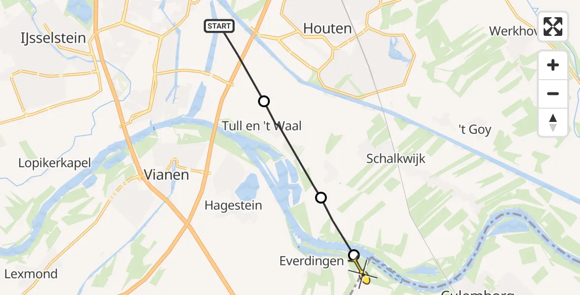 Routekaart van de vlucht: Politieheli naar Everdingen