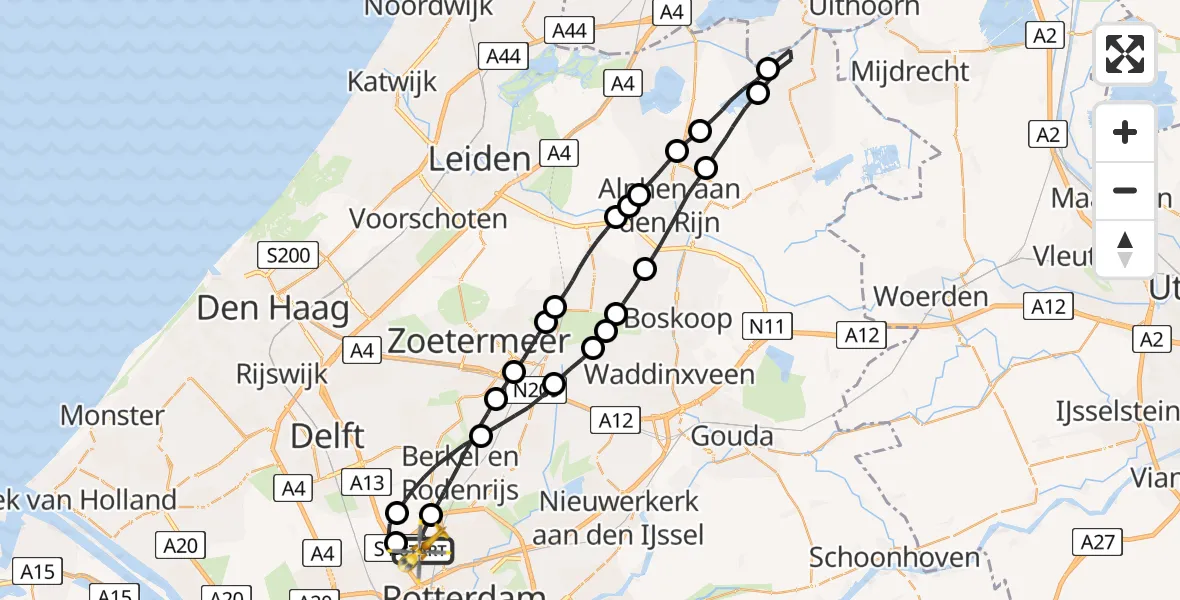 Vluchtroute Traumahelikopter Rotterdam The Hague Airport - Rotterdam The Hague Airport, 09 juni 2023, 14:30