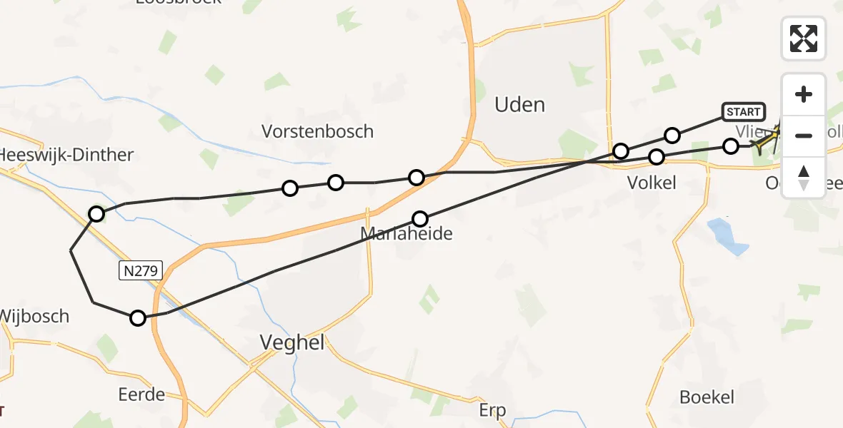 Routekaart van de vlucht: Lifeliner 3 naar Vliegbasis Volkel