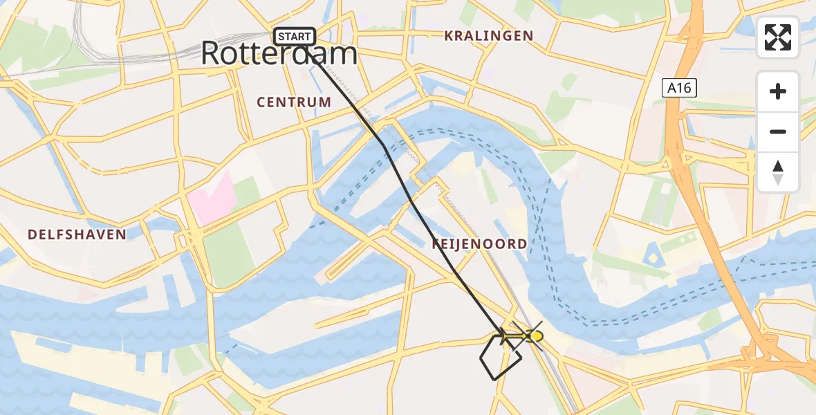 Routekaart van de vlucht: Lifeliner 2 naar Rotterdam