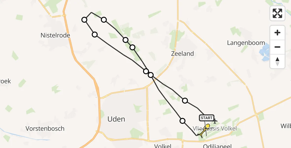 Routekaart van de vlucht: Lifeliner 3 naar Vliegbasis Volkel