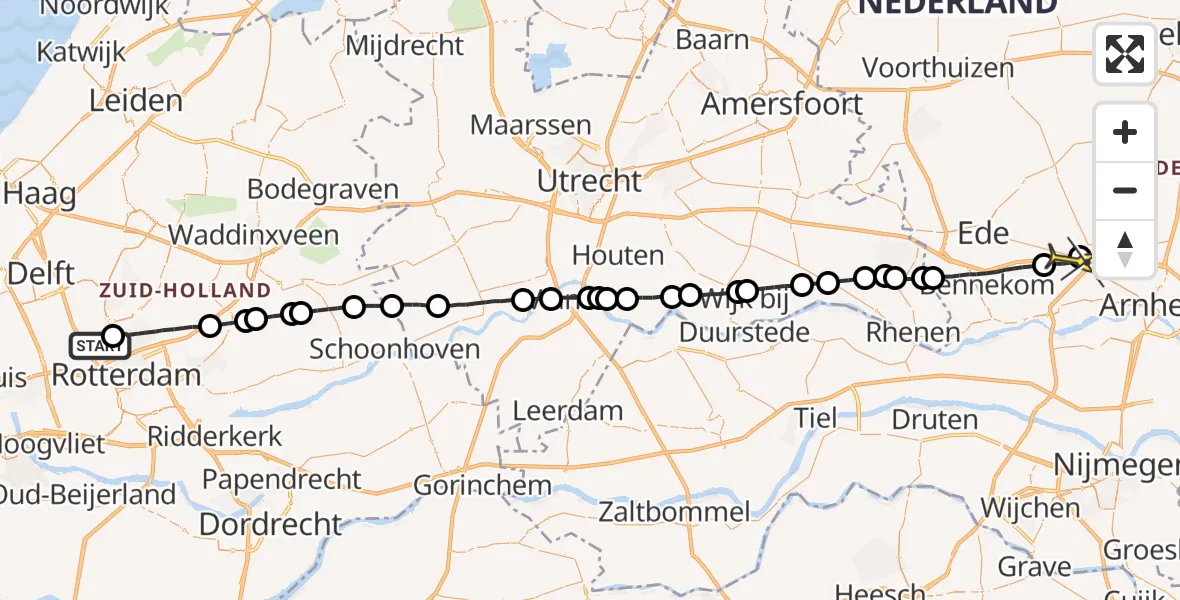 Routekaart van de vlucht: Lifeliner 2 naar Ede