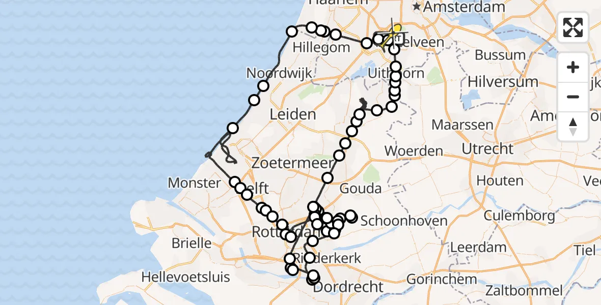 Vluchtroute Politiehelikopter van Schiphol naar Schiphol