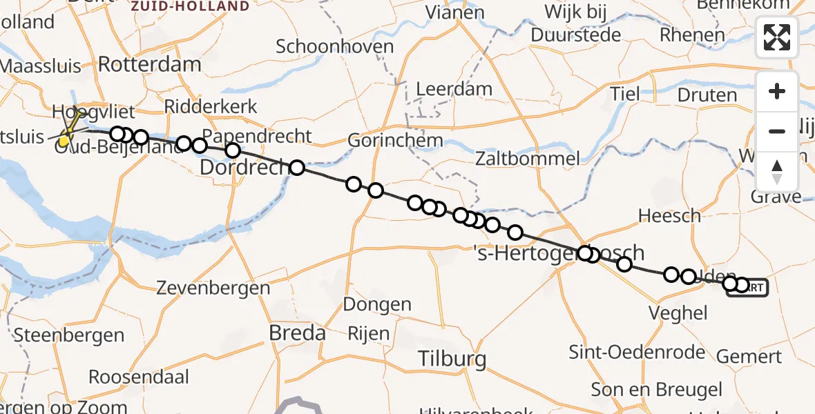 Routekaart van de vlucht: Lifeliner 3 naar Spijkenisse