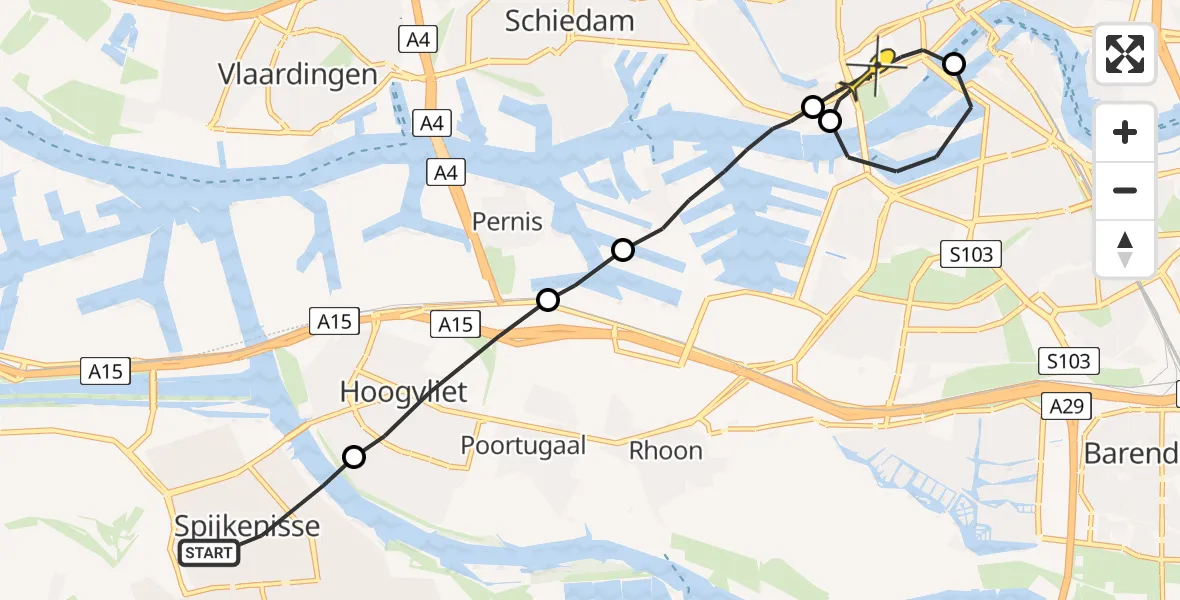 Routekaart van de vlucht: Lifeliner 3 naar Erasmus MC