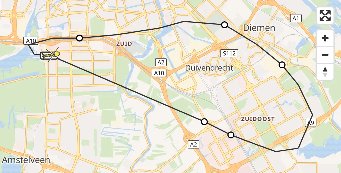 Routekaart van de vlucht: Lifeliner 1 naar VU Medisch Centrum Amsterdam