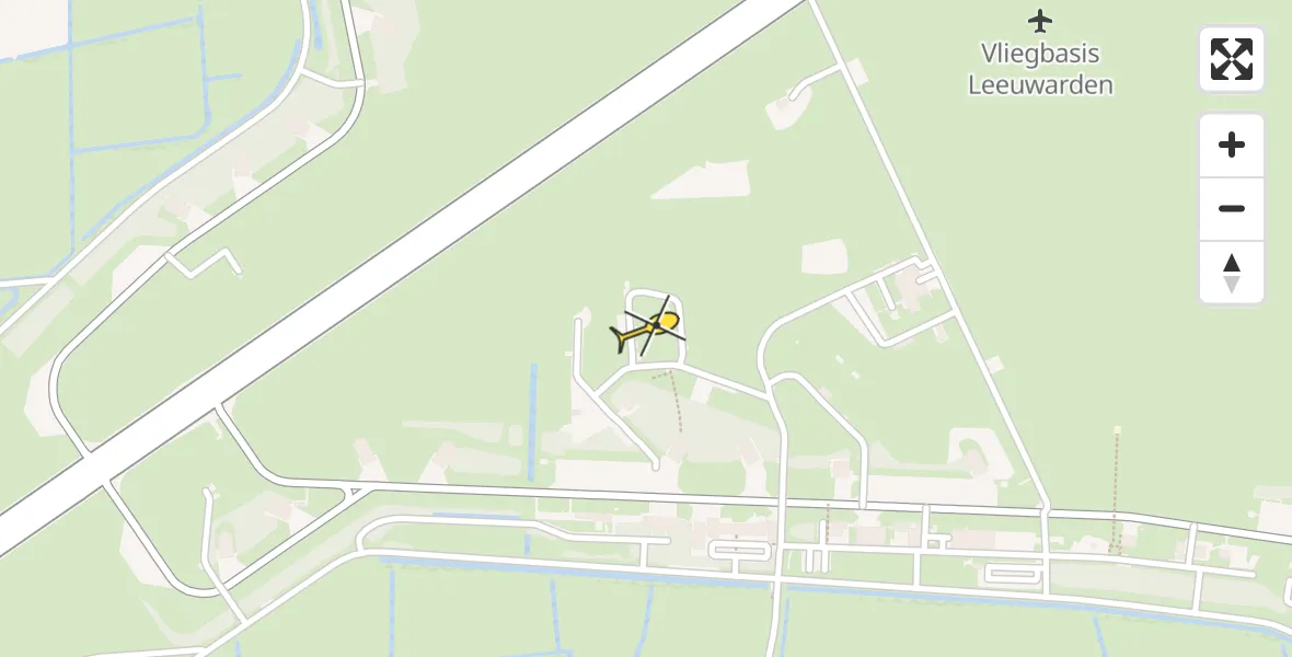 Vluchtroute Ambulancehelikopter van Vliegbasis Leeuwarden naar Vliegbasis Leeuwarden