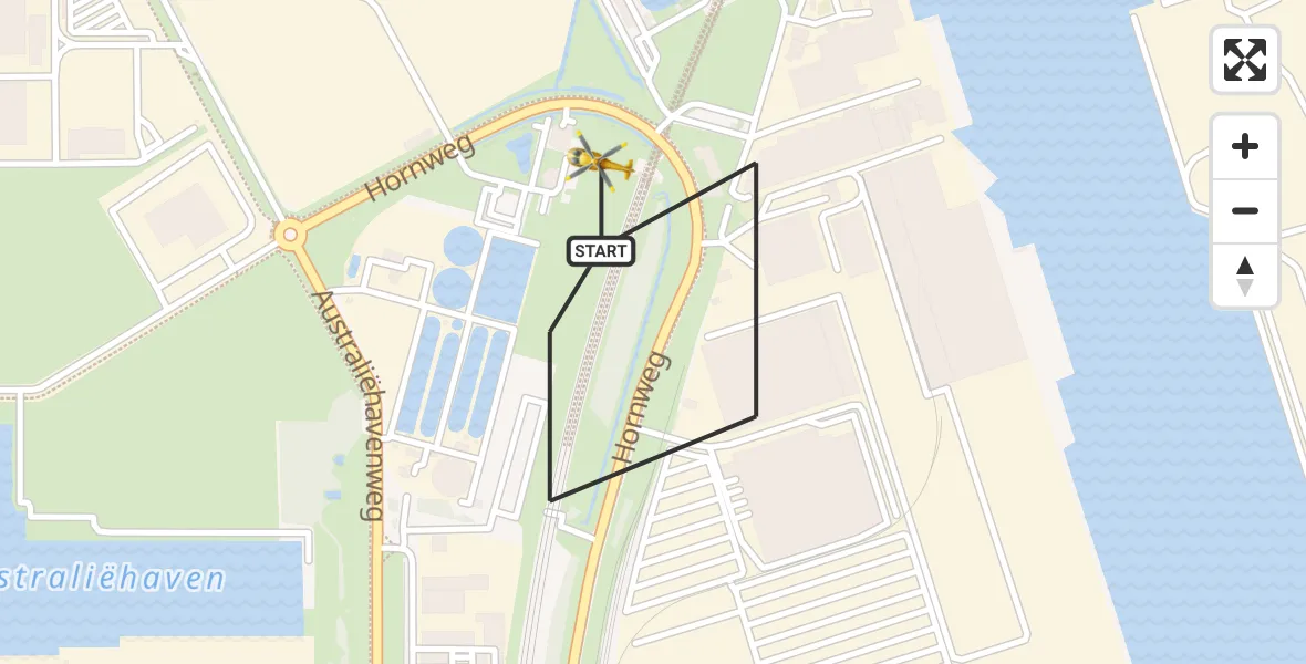 Vluchtroute Traumahelikopter Amsterdam Heliport - Amsterdam Heliport, 09 juni 2023, 23:54
