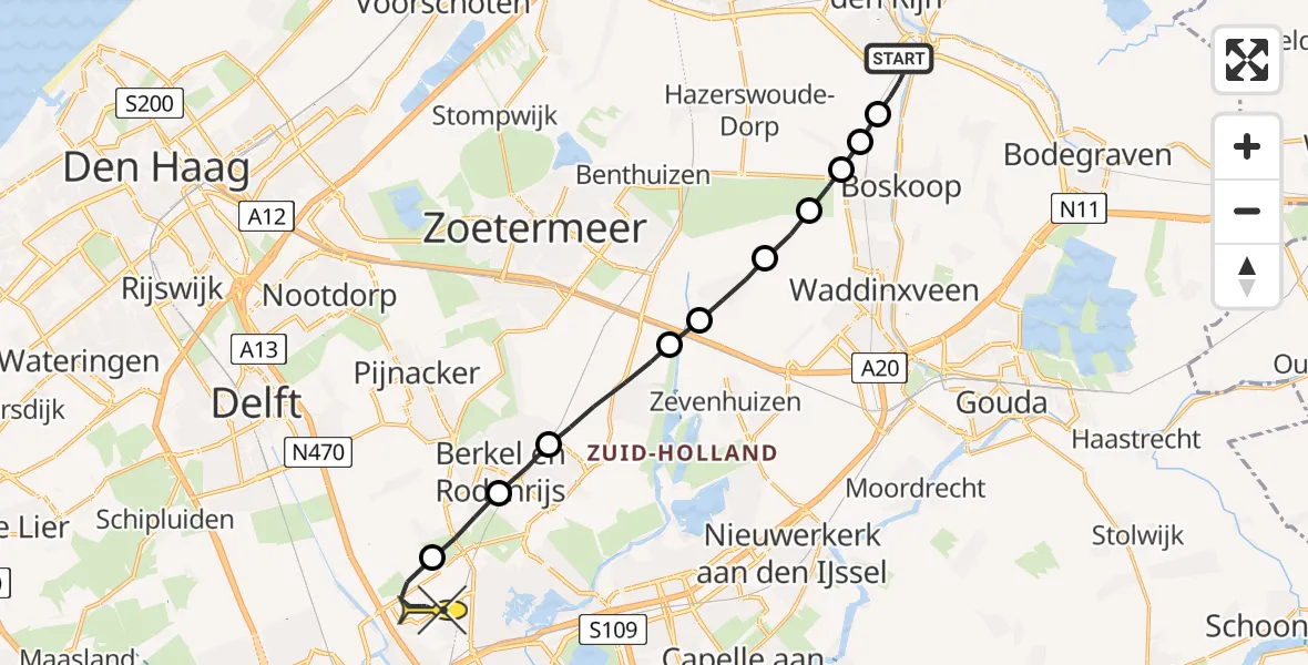 Routekaart van de vlucht: Lifeliner 2 naar Rotterdam The Hague Airport