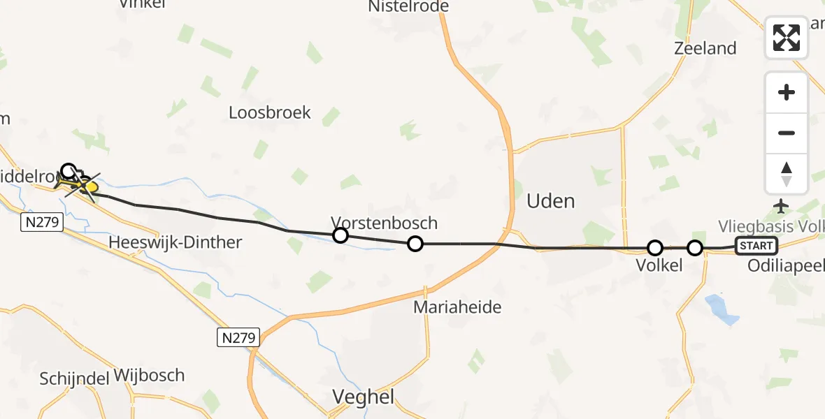 Routekaart van de vlucht: Lifeliner 3 naar Heeswijk-Dinther