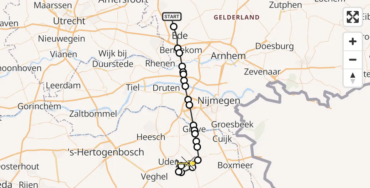 Routekaart van de vlucht: Lifeliner 3 naar Vliegbasis Volkel