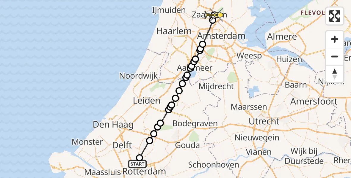 Routekaart van de vlucht: Lifeliner 2 naar Zaandam