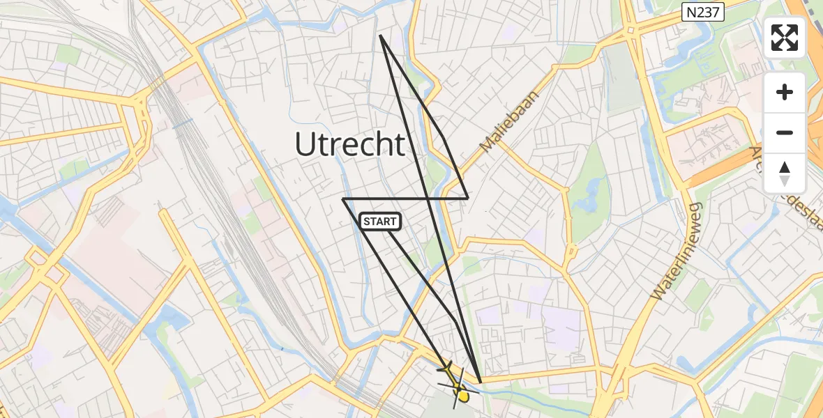 Routekaart van de vlucht: Politieheli naar Utrecht