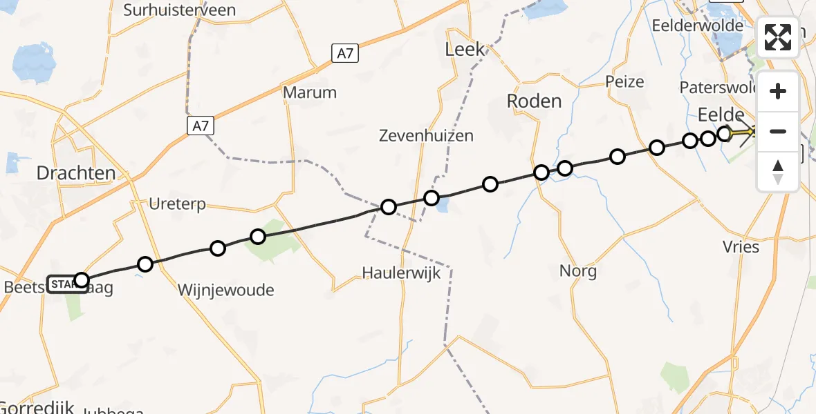 Routekaart van de vlucht: Lifeliner 4 naar Groningen Airport Eelde